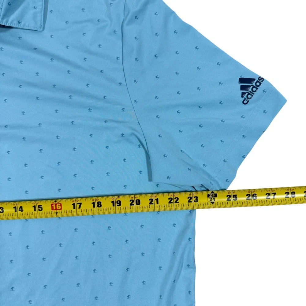Adidas Primegreen Golf Polo‎ AJGA Blue All Over Logo Print Men's Large GM0276 - Picture 7 of 8